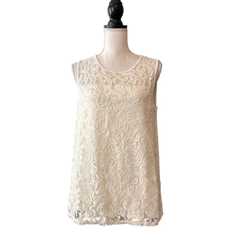 NWT‎ Adrianna Papell sleeveless lace blouse Women’s SZ Medium in Ivory